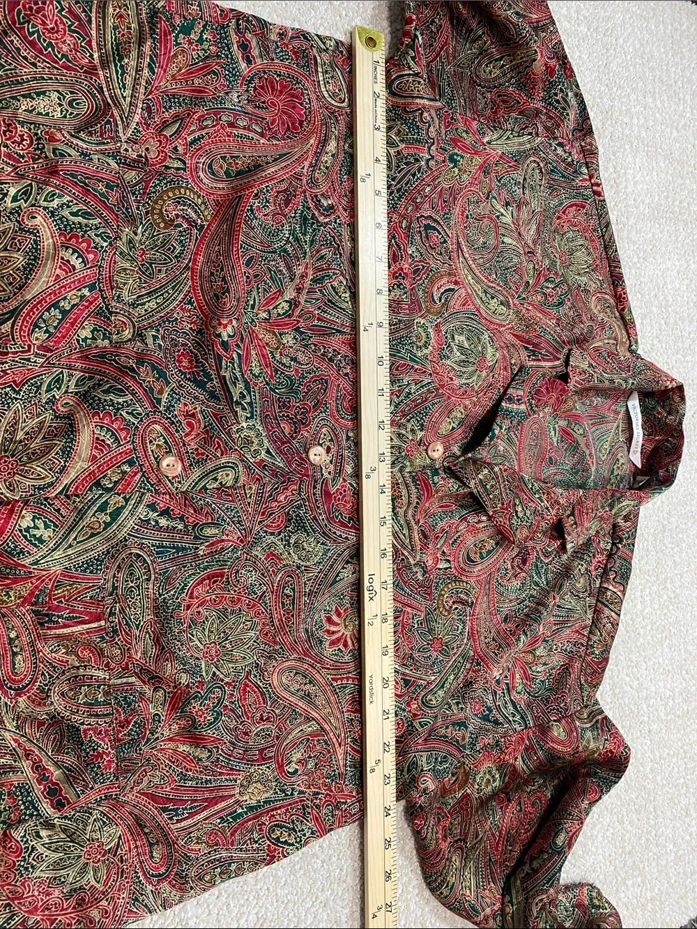 Victoria's Secret vintage 90s Paisley Button-Up Blouse in Red, Green & Gold